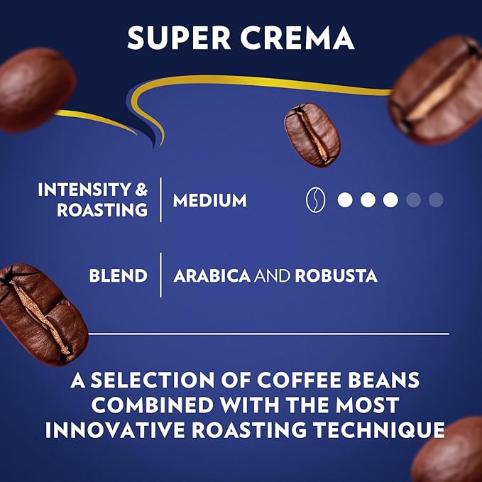 Lavazza Super Crema Whole Bean Espresso Coffee, 2.2lb Bag, Vacuum-Packed (4202)