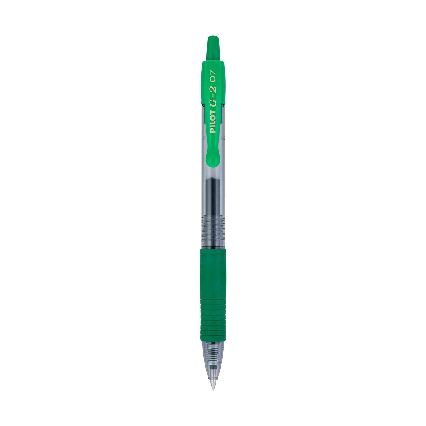 Pilot G2 Premium Gel Pen, Retractable, Fine 0.7 mm, Green Ink, Smoke/Green Barrel, Dozen (31025)